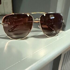 Prive Reveaux “Stunt Man” Gold Aviator Sunglasses